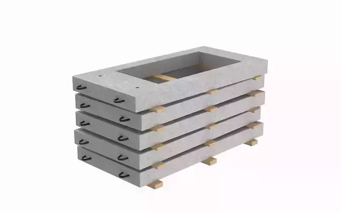 Concrete Wall Panels On Wood Planks 3D model