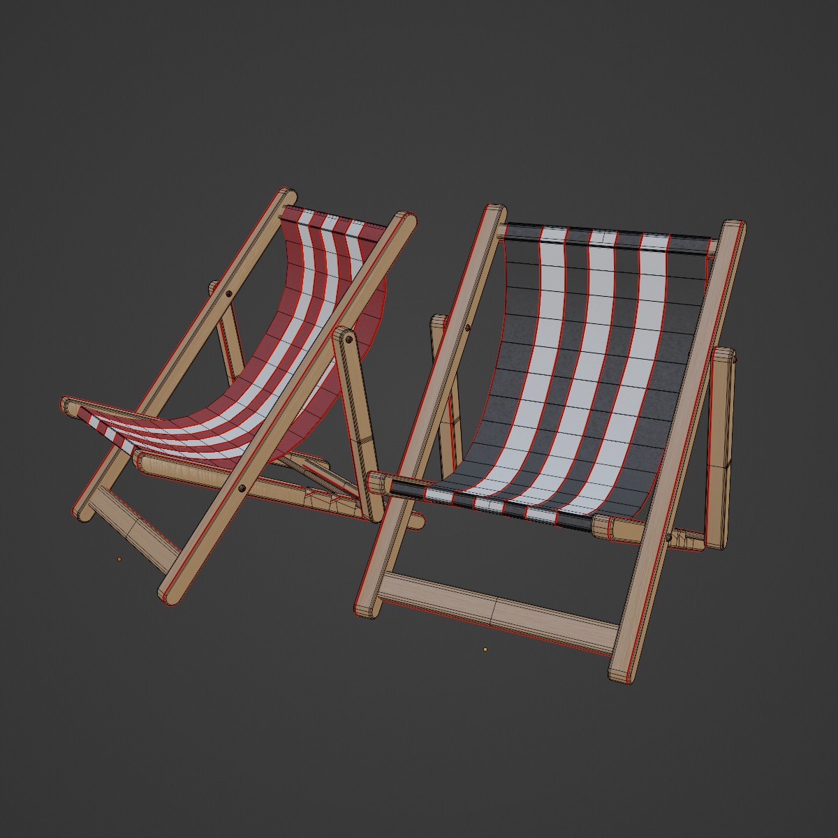 Beach Chair Deck 02 Low-poly 3D model_7