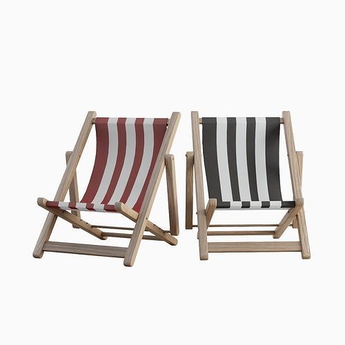 Beach Chair Deck 02 Low-poly 3D model