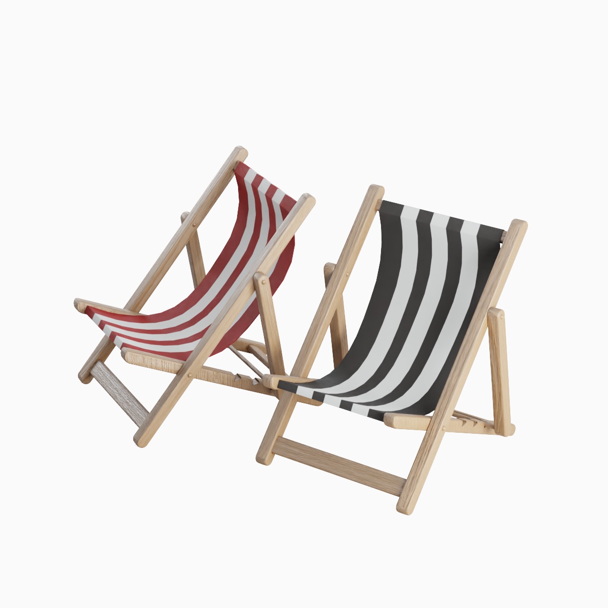 Beach Chair Deck 02 Low-poly 3D model_5