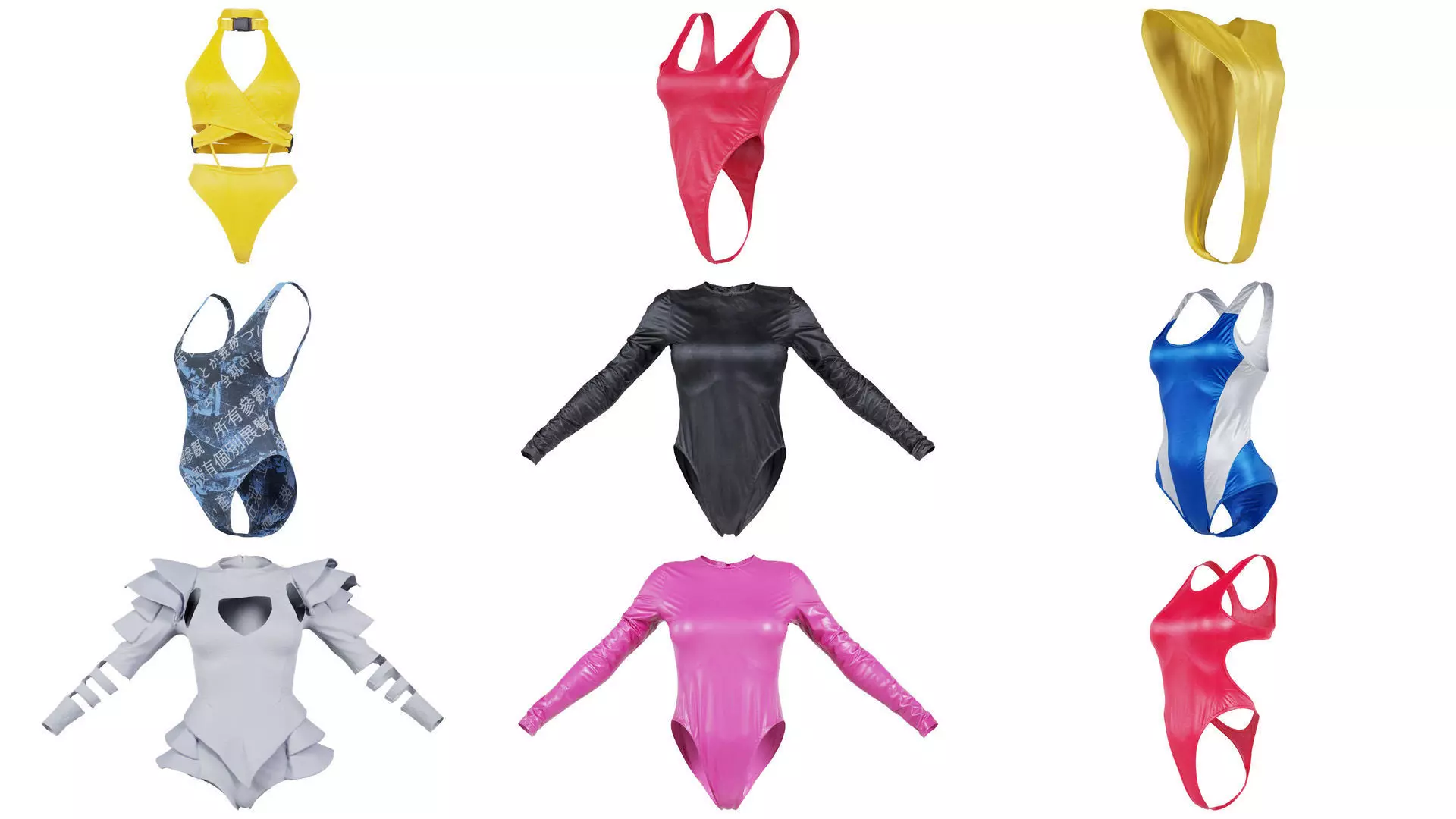 9 Bodysuit Swimsuit Superbundle 3D Model Collection_0