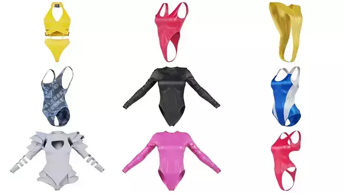 9 Bodysuit Swimsuit Superbundle 3D Model Collection