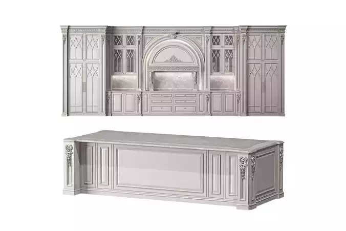 blk wood classical kitchen art 008 3D model
