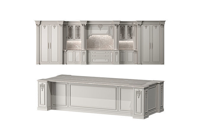 blk wood classical kitchen art 007 3D model