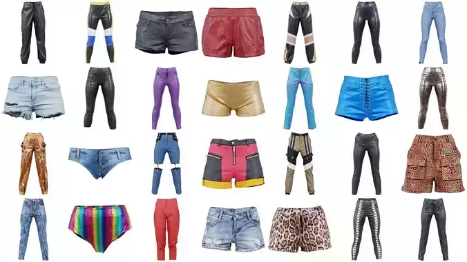 114 Trouser Short Bottom Jeans Superbundle 3D Model Collection
