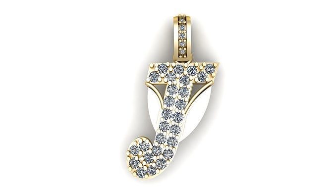 LUXURY ALPHABET J PENDANT 3D PRINTABLE MODEL 3D print model