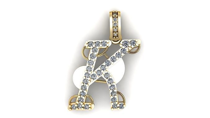 LUXURY ALPHABET K PENDANT 3D PRINTABLE MODEL 3D print model