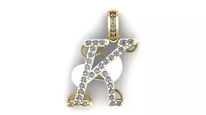 LUXURY ALPHABET K PENDANT 3D PRINTABLE MODEL