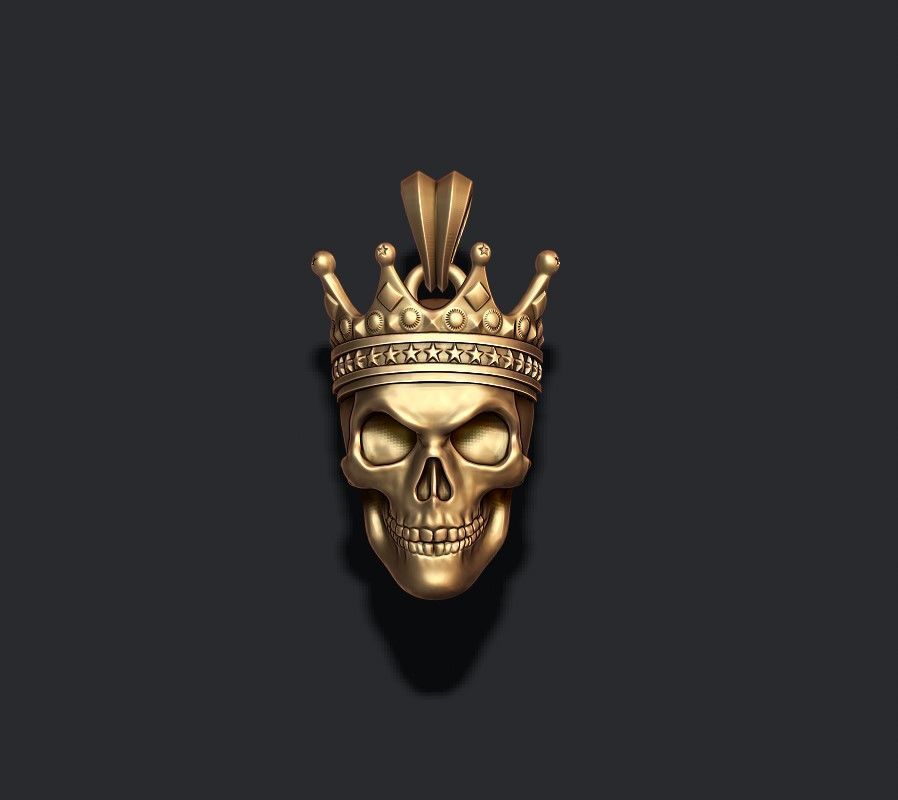 Skull with crown pendant  3D print model_1