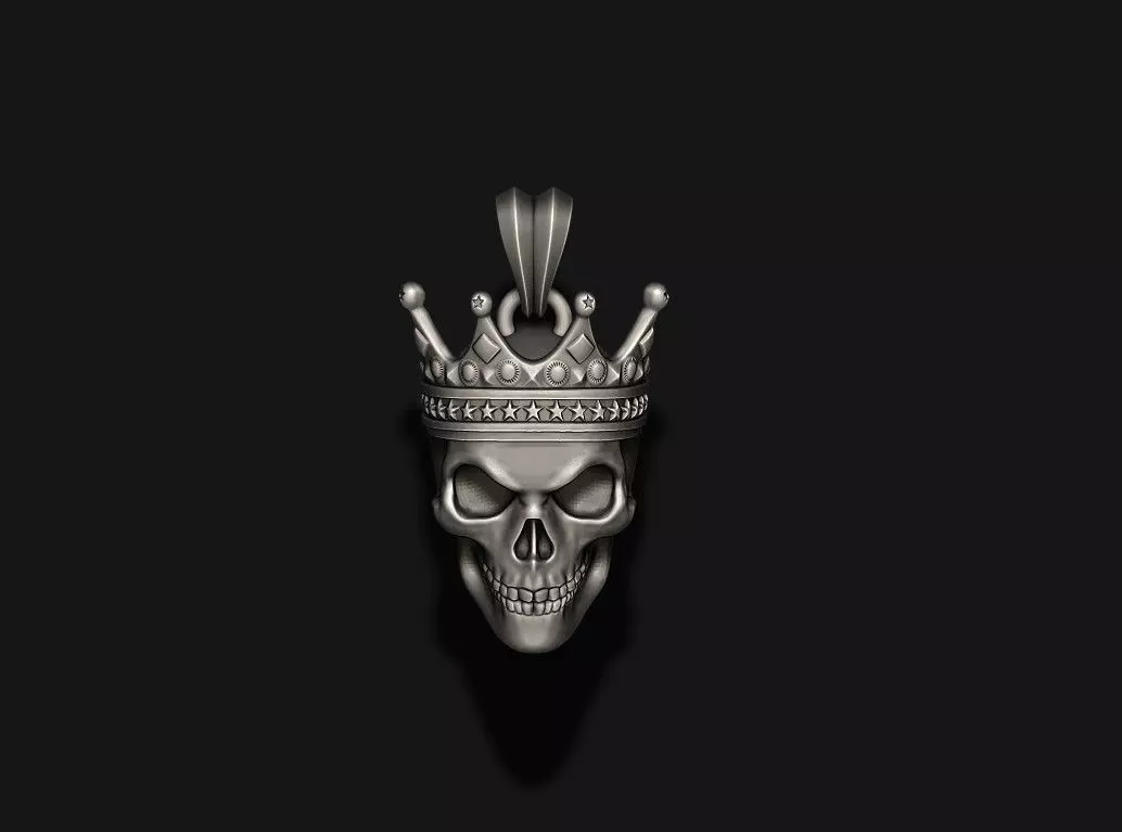 Skull with crown pendant  3D print model_0