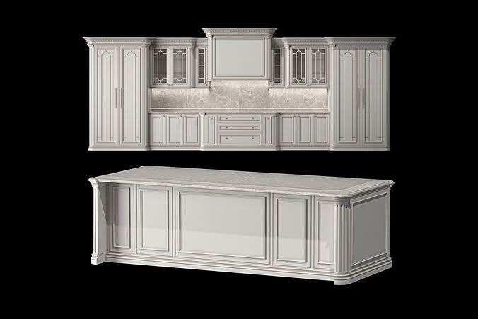 blk wood classical kitchen art 003 3D model