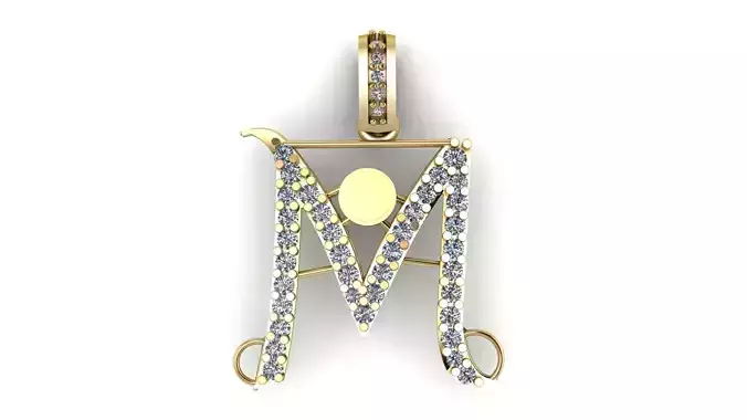 LUXURY ALPHABET M PENDAANT 3D PRINTABLE MODEL