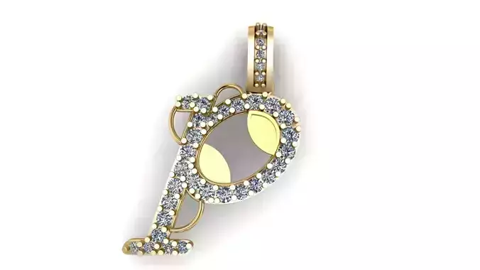 LUXURY ALPHABET P PENDAANT 3D PRINTABLE MODEL