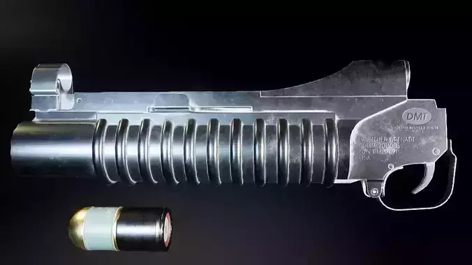 AAA M203 Under barrel Grenade launcher Game Ready PBR Low-poly 3D model