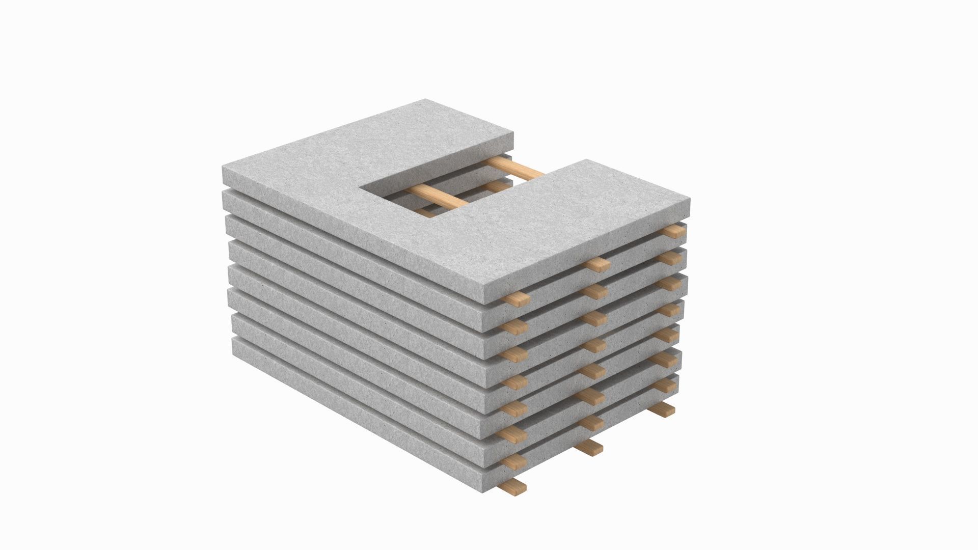 Stacked Concrete Wall Panels  3D model_3