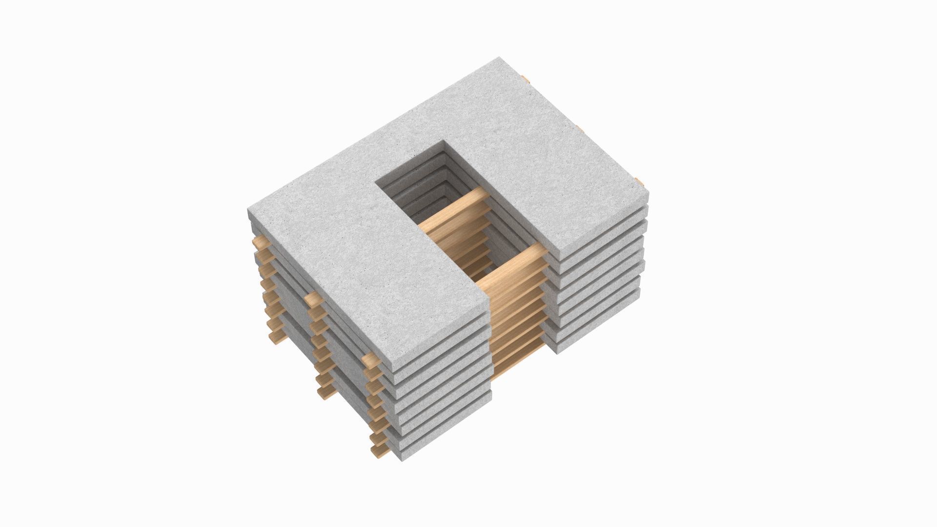 Stacked Concrete Wall Panels  3D model_4