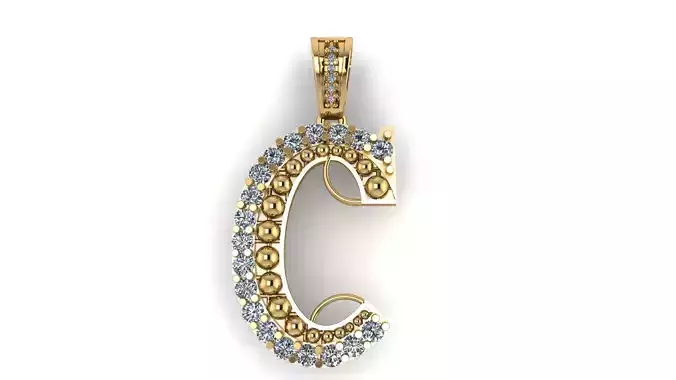 PRECIOUS ALPHABET C PENDANT 3D PRINTABLE MODEL 3D print model