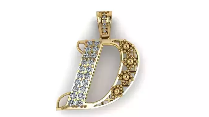 PRECIOUS ALPHABET D PENDANT 3D PRINTABLE MODEL
