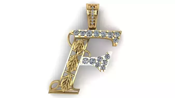 PRECIOUS ALPHABET F PENDANT 3D PRINTABLE MODEL