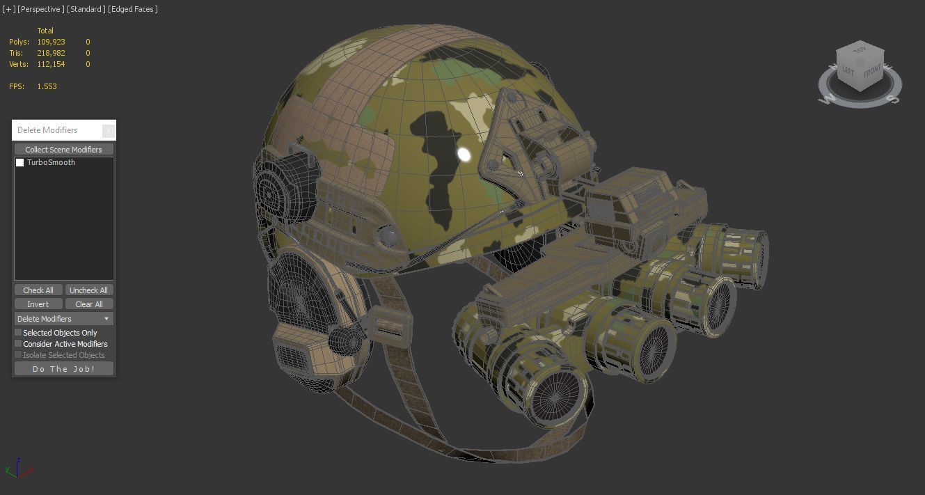 Tactical Ballistic Helmet Digital Woodland Camo with Fur 3D model_8