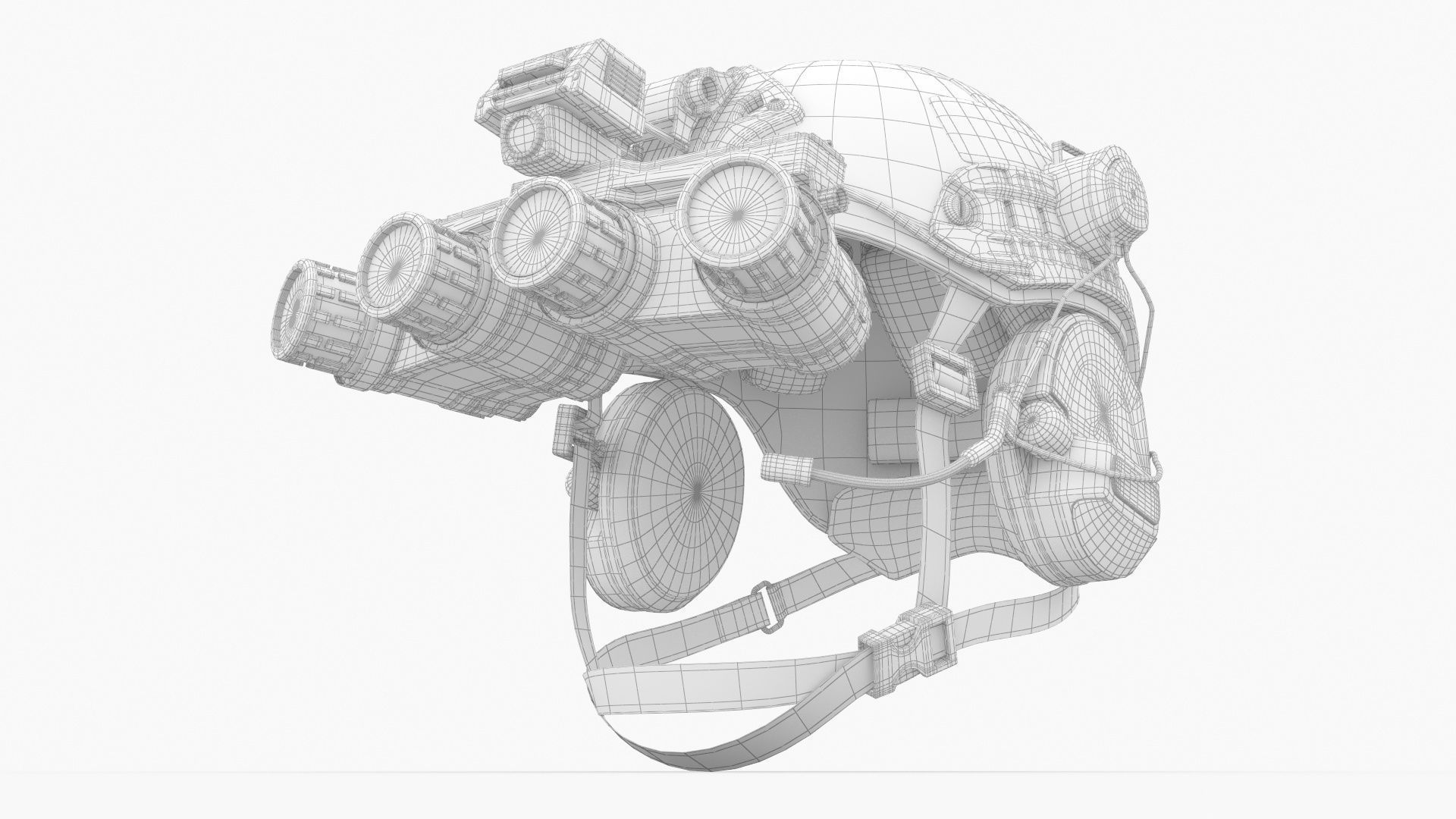 Tactical Ballistic Helmet Digital Woodland Camo with Fur 3D model_12