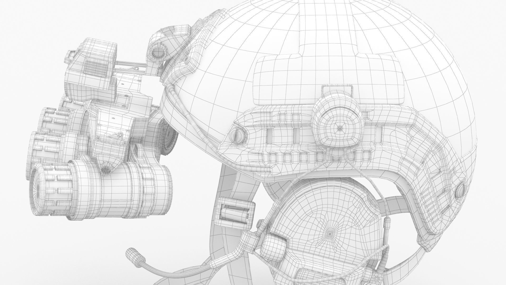 Tactical Ballistic Helmet Digital Woodland Camo with Fur 3D model_14