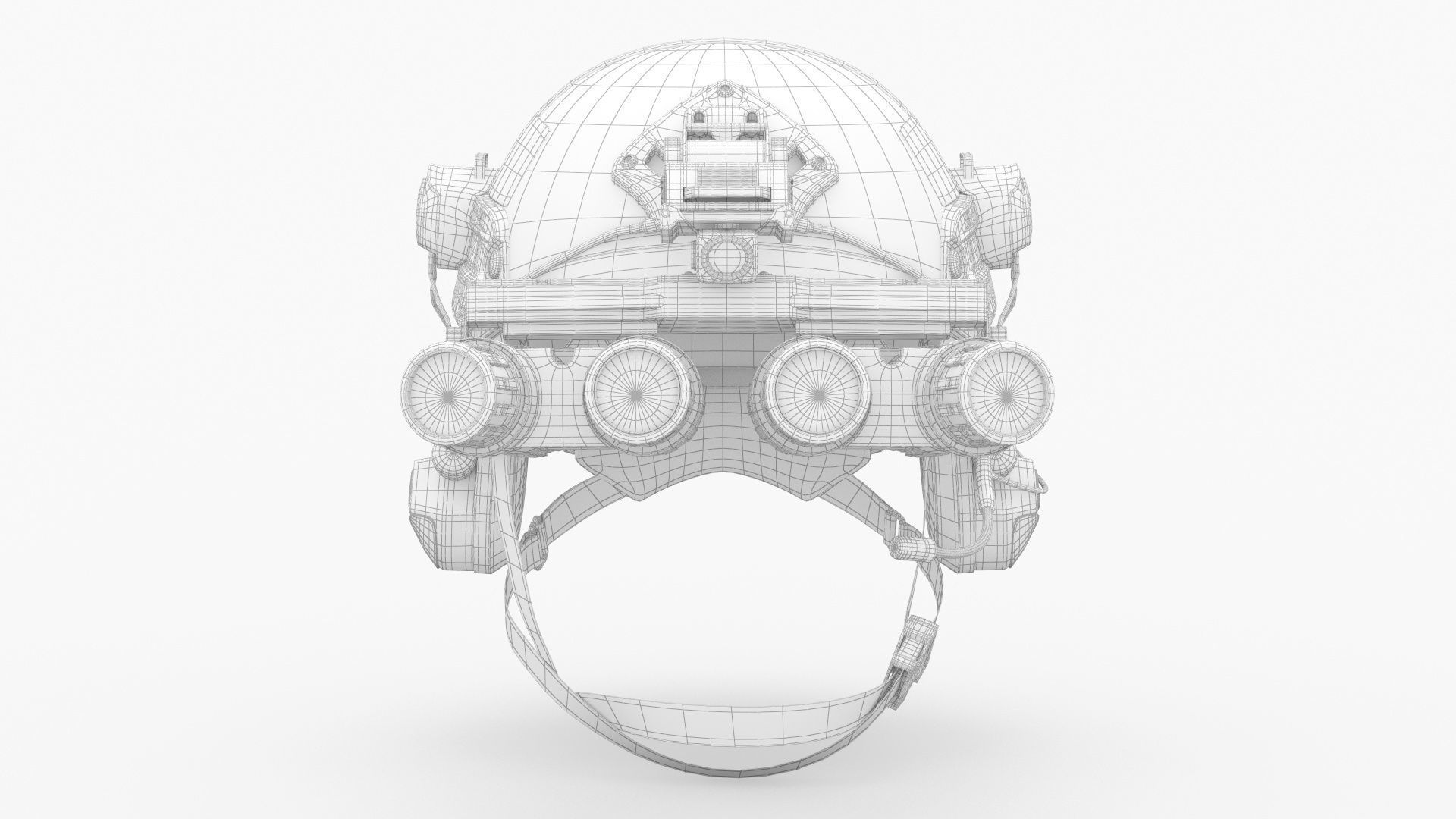 Tactical Ballistic Helmet Digital Woodland Camo with Fur 3D model_4