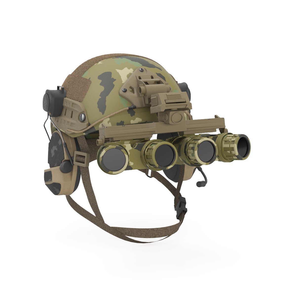 Tactical Ballistic Helmet Digital Woodland Camo with Fur 3D model_17
