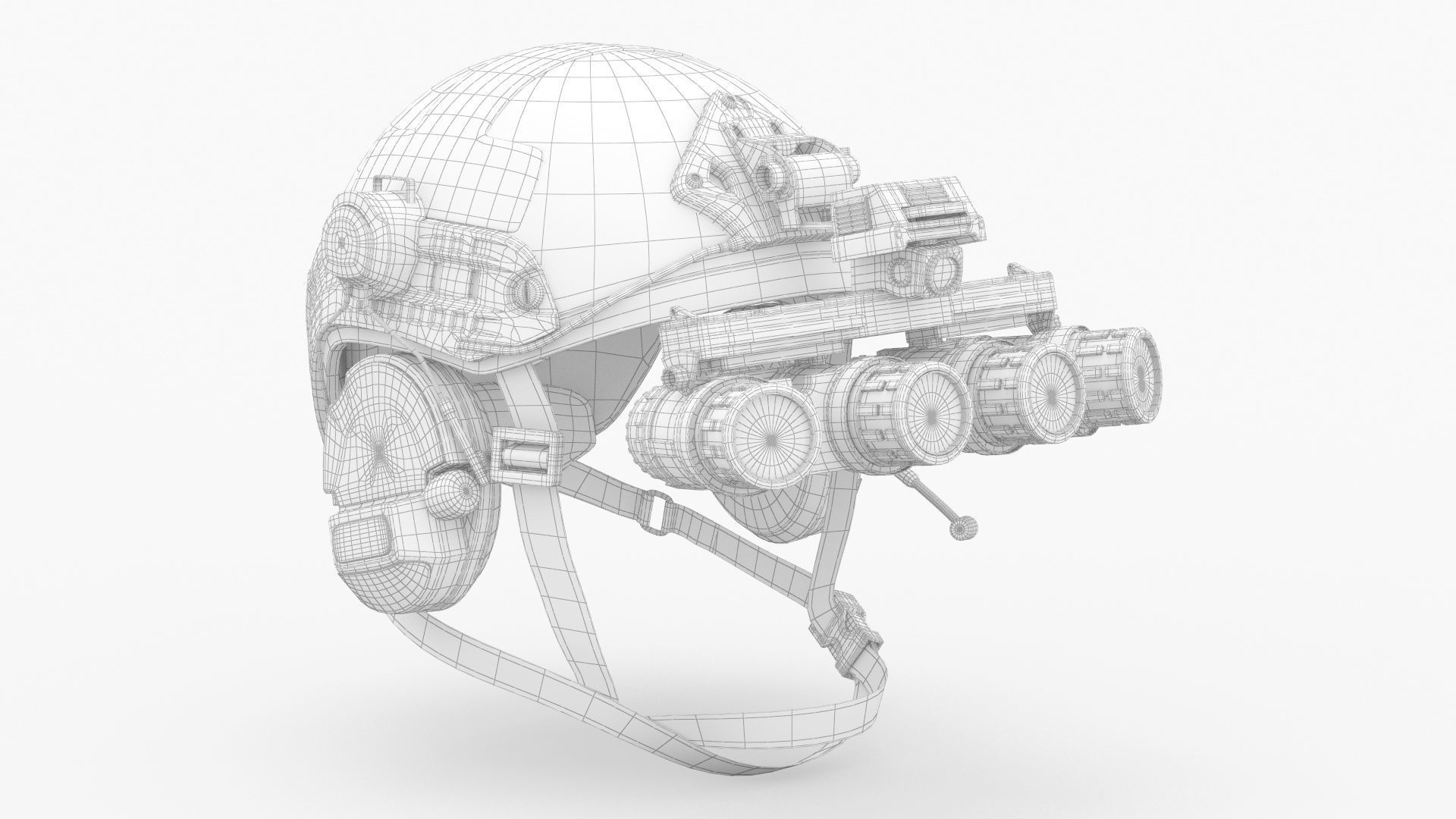 Tactical Ballistic Helmet Digital Woodland Camo with Fur 3D model_2