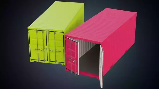 Cargo Container 6 Basic Low-poly 3D model