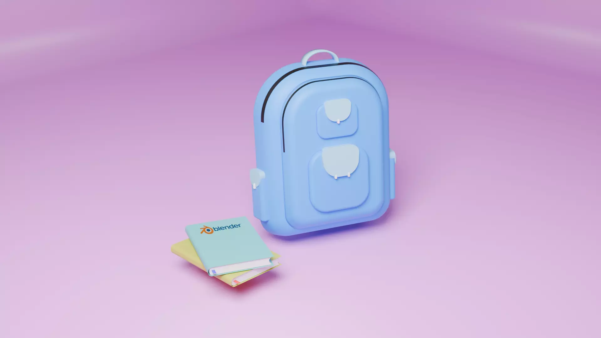 Cute School Bag with Books Free 3D model_0
