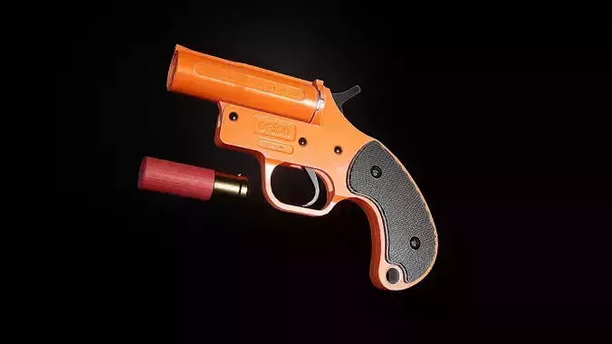 AAA Flare Gun Game Ready PBR Low-poly 3D model