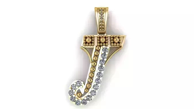 PRECIOUS ALPHABET J PENDANT 3D PRINTABLE MODEL