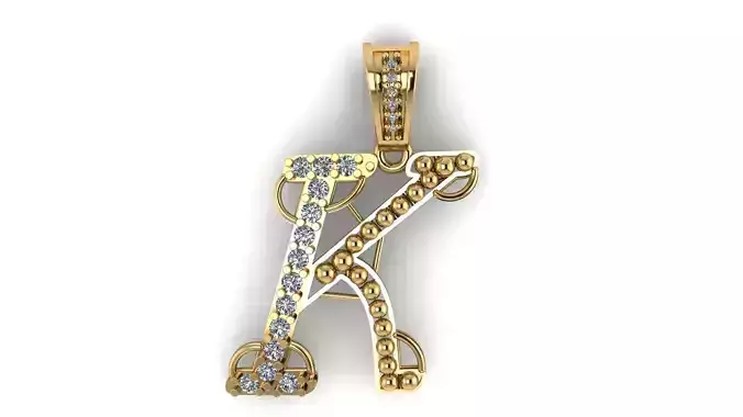 PRECIOUS ALPHABET K PENDANT 3D PRINTABLE MODEL
