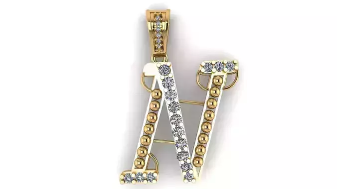 PRECIOUS ALPHABET N PENDANT 3D PRINTABLE MODEL