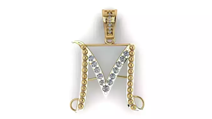 PRECIOUS ALPHABET M PENDANT 3D PRINTABLE MODEL