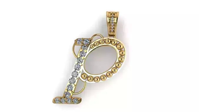 PRECIOUS ALPHABET P PENDANT 3D PRINTABLE MODEL