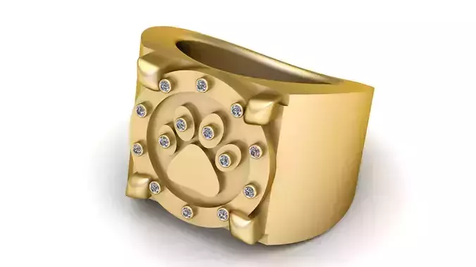 PUPPY FOOTPRINT PENDANT RING 3D PRINTABLE MODEL