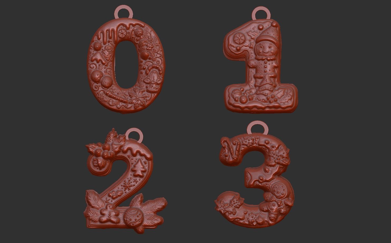 christmas decor 0 to 3 numbers  3D print model_4