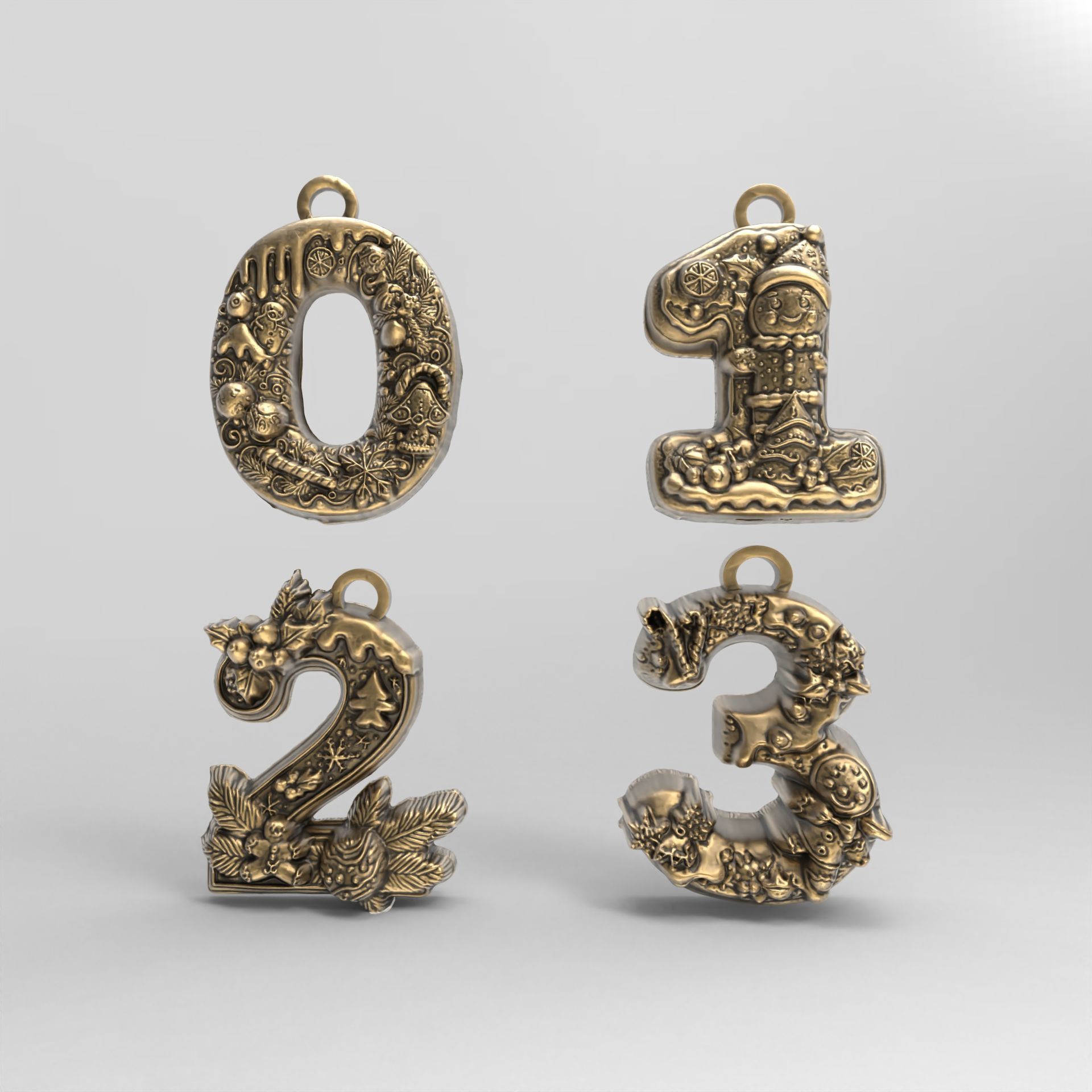 christmas decor 0 to 3 numbers  3D print model_1