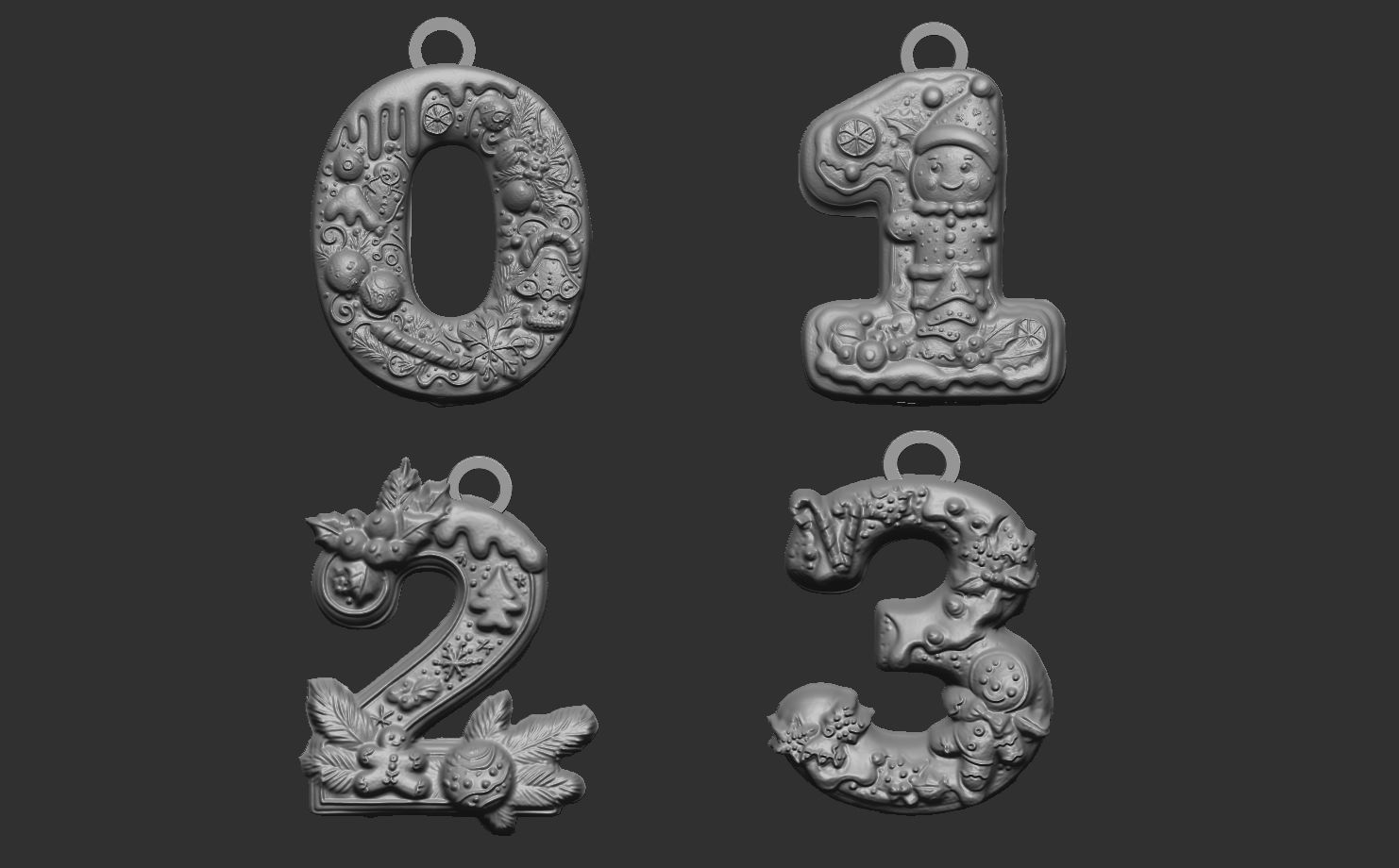christmas decor 0 to 3 numbers  3D print model_8