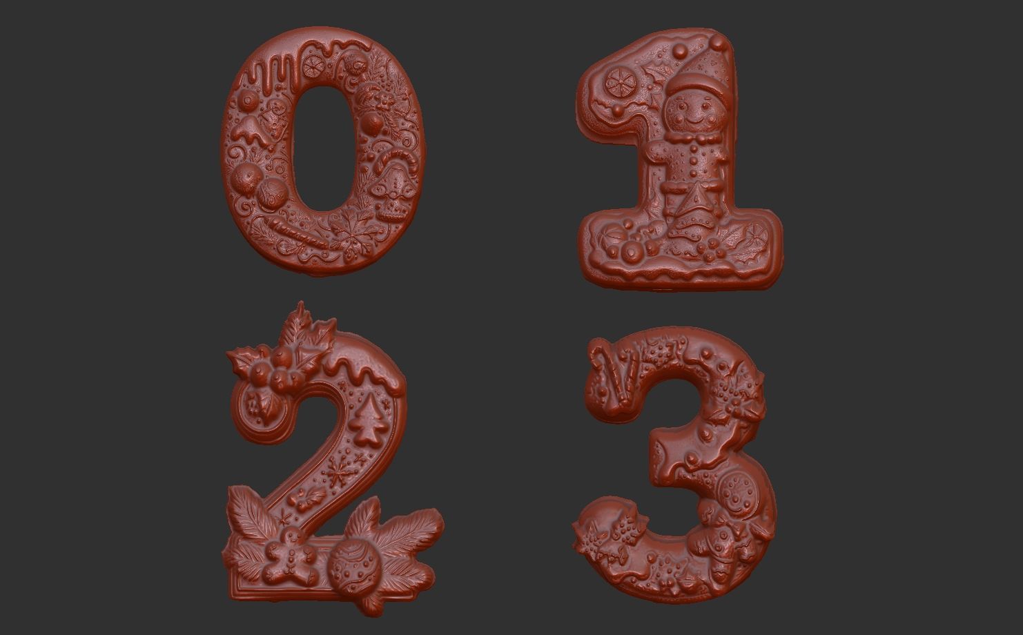 christmas decor 0 to 3 numbers  3D print model_5