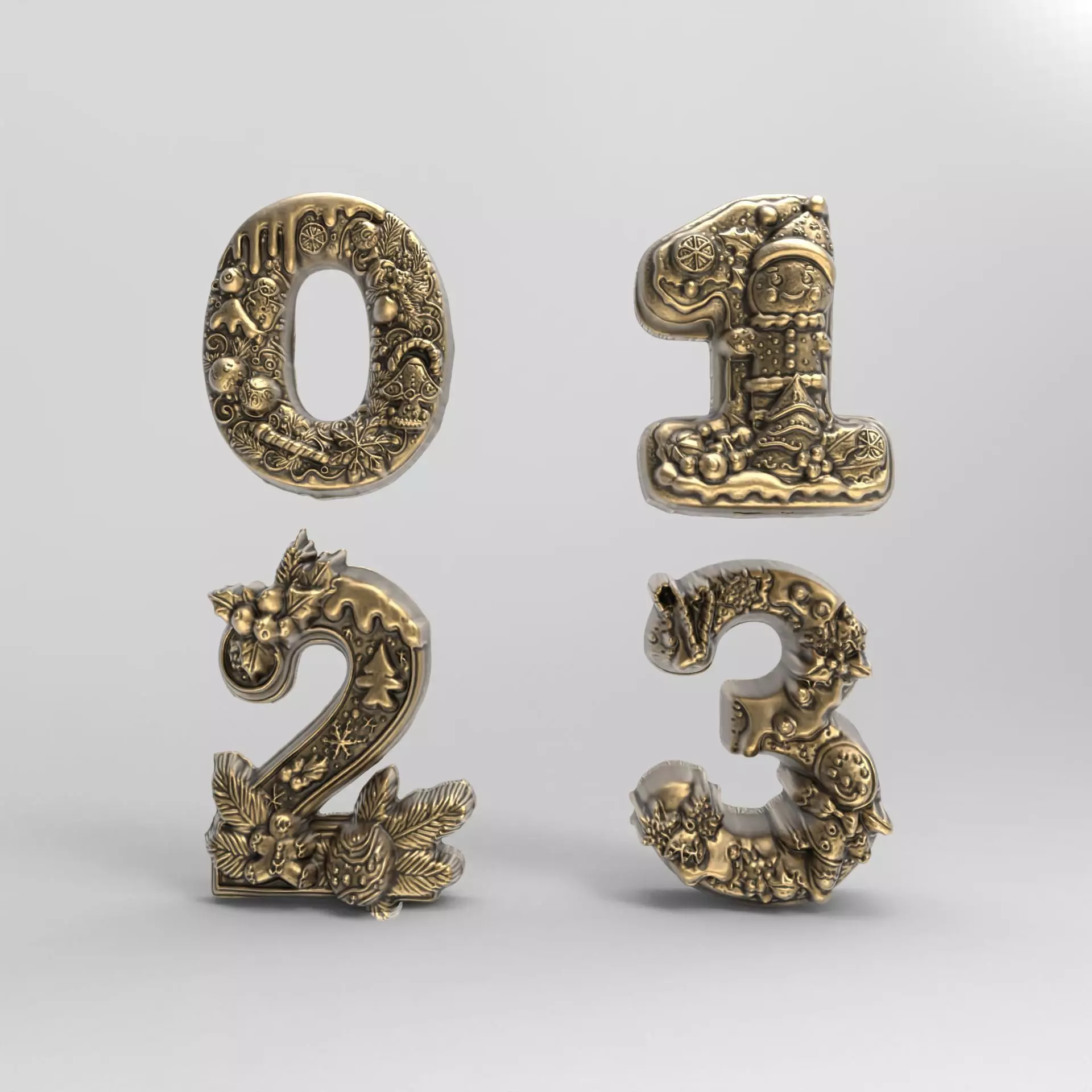 christmas decor 0 to 3 numbers  3D print model_0