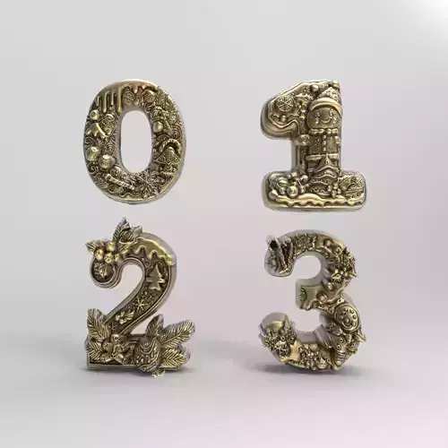 christmas decor 0 to 3 numbers  3D print model