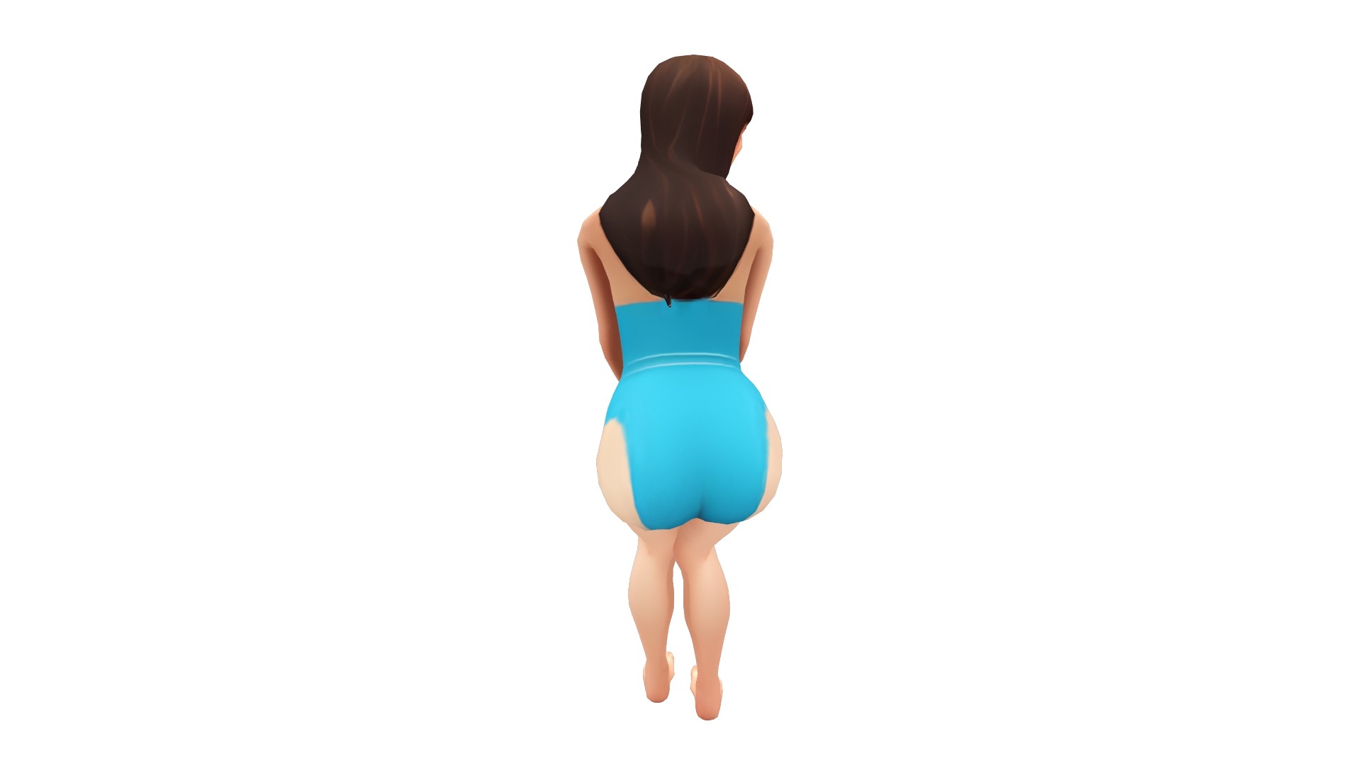 Female Teen Asian Blue Swimsuit Low-poly 3D model_4