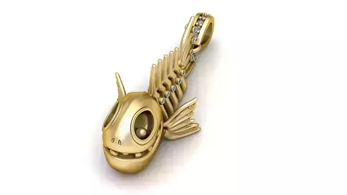 FISH FACE AND BONES PENDANT 3D PRINTABLE MODEL