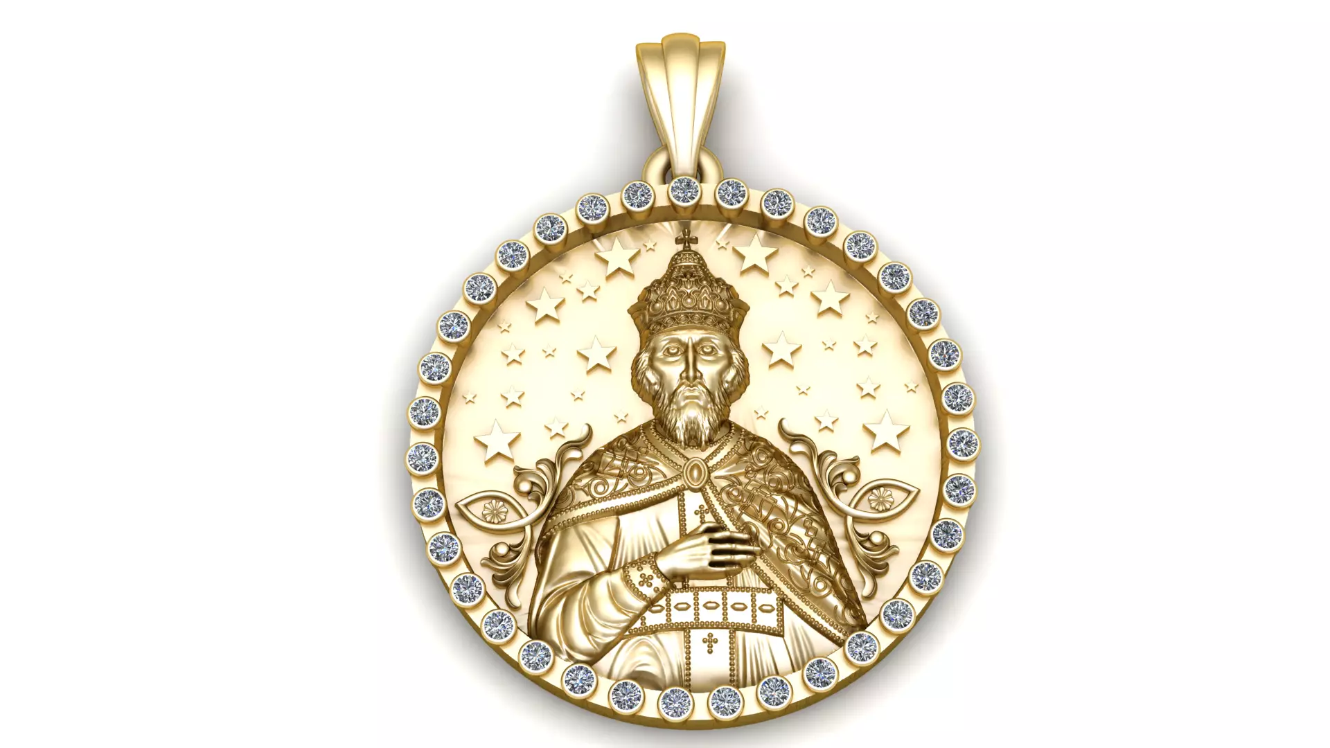 Saint Nicholas Sculpted Coin Pendant 3D Printable Model 3D print model