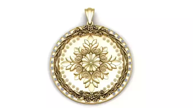 LUXURY FLOWER COIN PENDANT 3D PRINTABLE MODEL