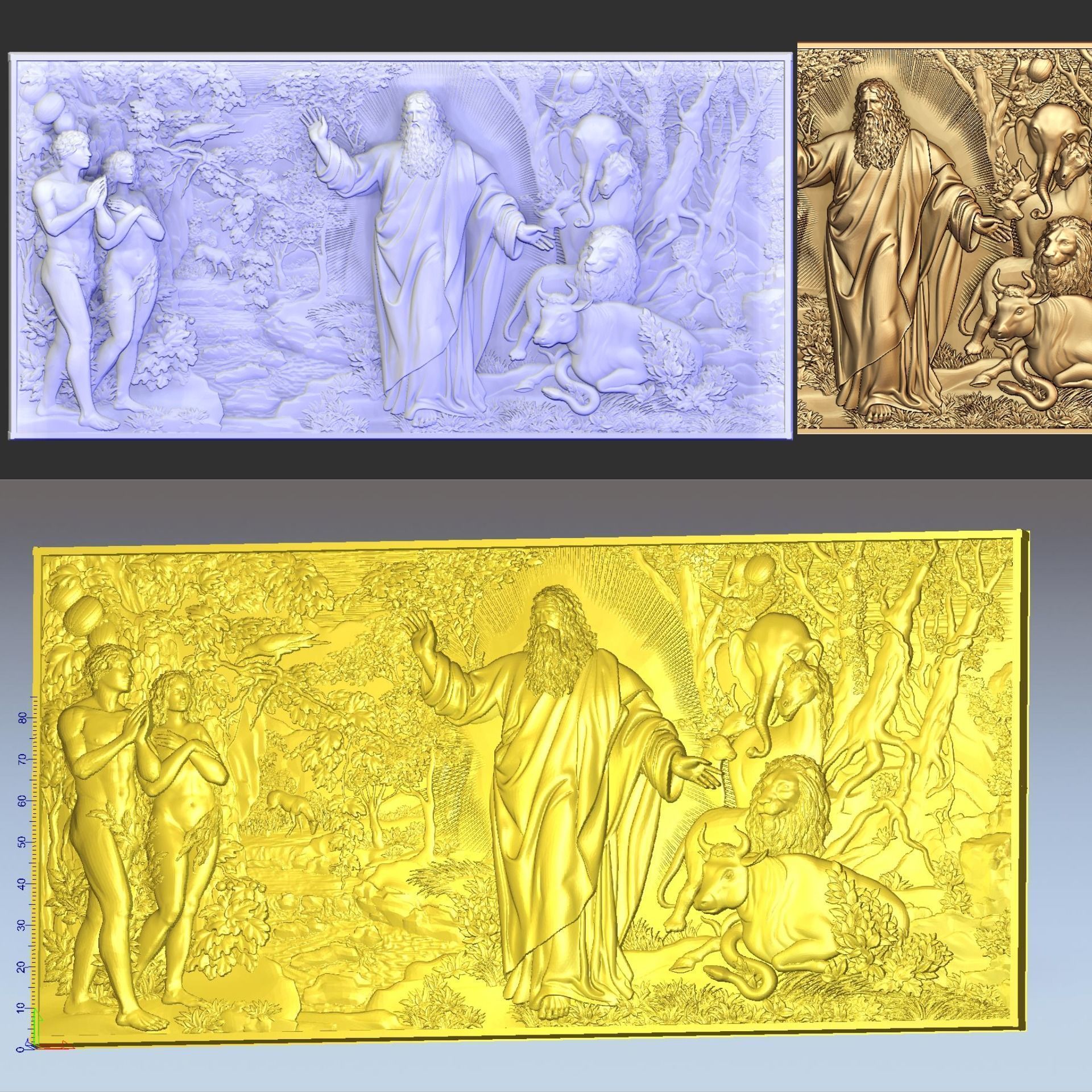 Paradise Adam and Eve with God 3D print model_16