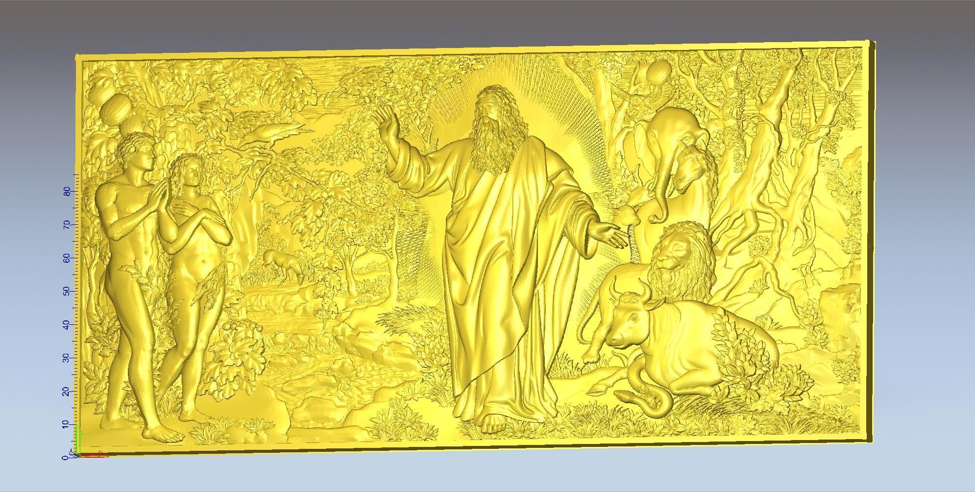 Paradise Adam and Eve with God 3D print model_4